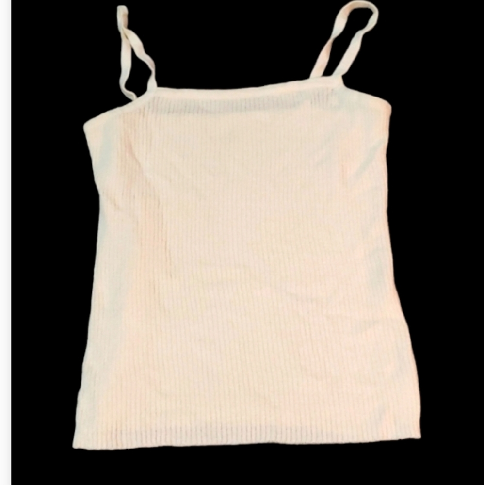 Vintage cream ribbed stretchy cami lg
